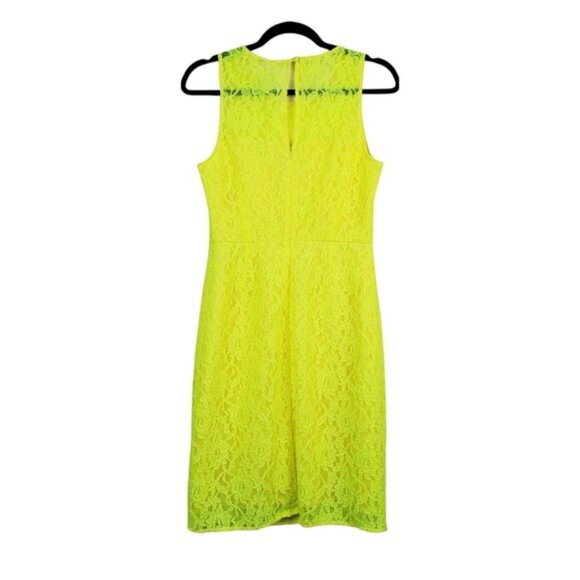 J.Crew Factory Womens Sleeveless Neon Yellow Lace Sheath Dress Size 2 NWT - Picture 5 of 8